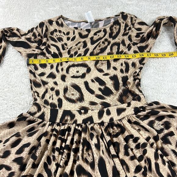Cleo drop waist asymmetrical hem leopard print dress, size med - Picture 5 of 8